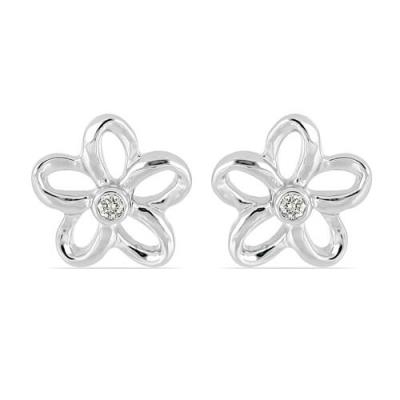 BUY 925 SILVER NATURAL WHITE DIAMOND DOUBLE CUT GEMSTONE FLORAL EARRINGS